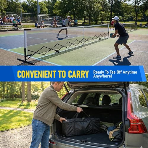 Inracity Retractable Pickleball Net with Wheels, Portable Pickleball Net Indoor/Outdoor with Heavy-Duty Metal Frame, Free Assembly, 22FT Pickle Ball Nets with Carry Bag for Driveway Backyards Garages