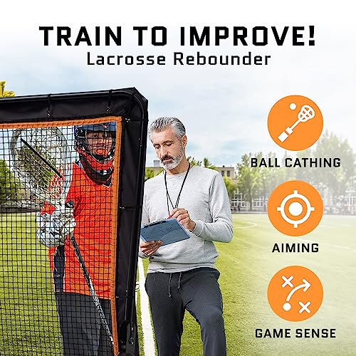 ACELETIQS Lacrosse Rebounder for Backyard 4x6 Feet Baseball Rebounder Volleyball Rebounder - Lacrosse Ball Pitchback, Throwback, Bounce Back Training Wall [Carry Bag Included]