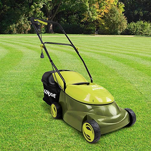 Sun Joe MJ401E 14-Inch 12-Amp Electric Lawn Mower w/Collapsible Handle for Storage, 3-Position Height Control, 10.6-Gallon Bag, Green