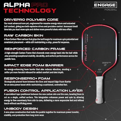 Engage Pursuit Alpha Pro 14mm Pickleball Paddle - Royal Blue | Raw Carbon Fiber Face, 8.0 oz Elongated Speed Paddle for Aggressive Play