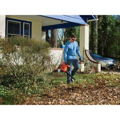 BLACK+DECKER Electric Leaf Blower, Handheld Blowers for Lawn Care, Lightweight, 180 MPH 180 CFM, 7-Amp, Corded (LB700)