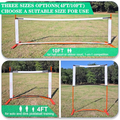 Zdgao Small Pickleball Net Set- 10FT Mini Pickleball Net, 4FT Adjustable Height Dink Training Rebounder Net with Outdoor Pickleballs, Paddles Set of 2 and Carry Bag for Driveway, Backyard