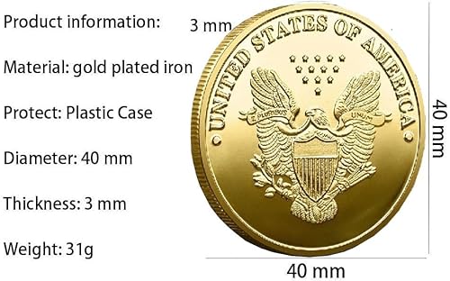iksya 10 Pack President Coin 2025 Coin Collectors - 45-47 President Coin - Protective Case Included, Commemorative Coins, Gold Plated Coin, Collectible Gift(Gold)