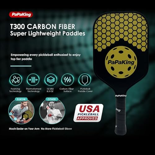 T300 Carbon Fiber Pickleball Paddle Set - Widebody Design for Larger Sweet Spot & Vibration Damping, Premium Set with 2 Balls, Engineered for Intermediate to Advanced Play