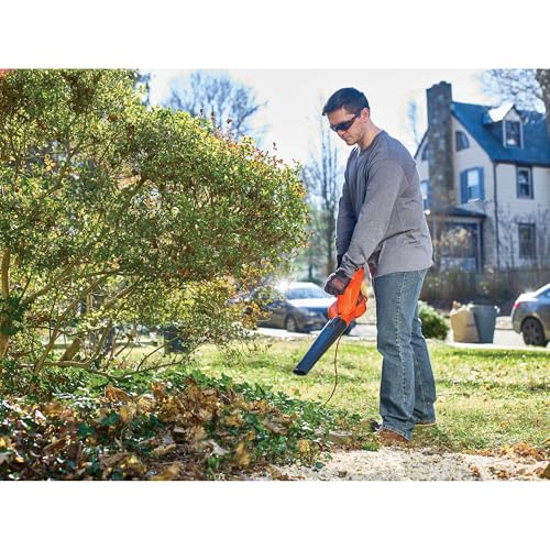 BLACK+DECKER Electric Leaf Blower, Handheld Blowers for Lawn Care, Lightweight, 180 MPH 180 CFM, 7-Amp, Corded (LB700)