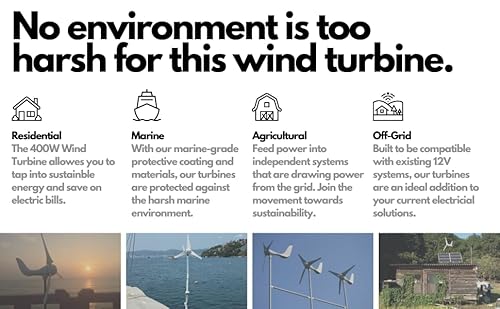 Automaxx Windmill 600W (12V/24V) (50A/25A) Wind Turbine Generator kit Wind Power MPPT Charge Controller Included (Amp, Volt & Watt Display) + Automatic and Manual Braking System. DIY Installation