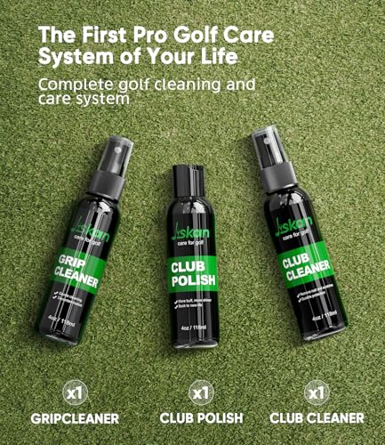 Jiskan Pro Golf Care Kit System Includes Golf Grip Cleaner Club Cleaner Club Polish Club Brush Golf Towel, Essentials Golf Accessories for Men Cool Golf Gifts for Men