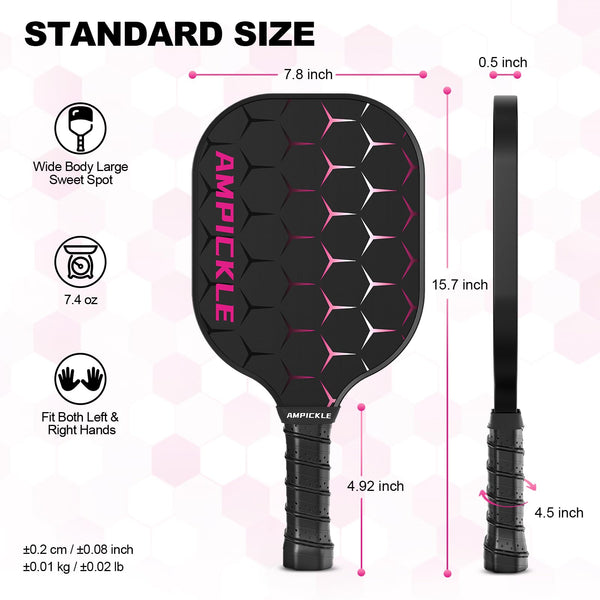 AMPICKLE Pickleball Paddle,Fiberglass Pickleball Paddles Set,Frosted Surface Pickleball Rackets, USAPA Standards，Oversized Sweet Spot Pickle Ball Paddle for Indoor Outdoor