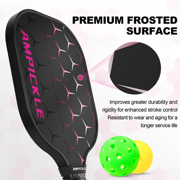 AMPICKLE Pickleball Paddle,Fiberglass Pickleball Paddles Set,Frosted Surface Pickleball Rackets, USAPA Standards，Oversized Sweet Spot Pickle Ball Paddle for Indoor Outdoor
