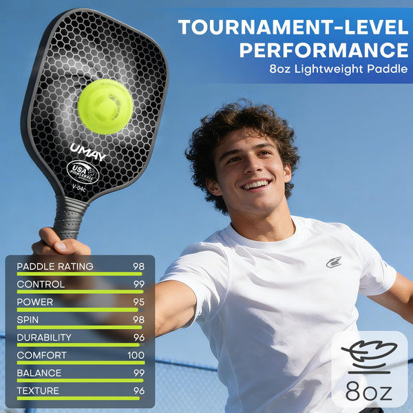 USAPA Approved Tournament-Grade Pickleball Paddle, Thermoformed 3K Carbon Fiber Paddle with 16mm PP Honeycomb Core for Precision Control, Enhanced Spin & Power, Pro 8 oz Racket with Cover & Overgrip