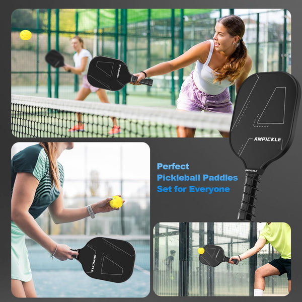 AMPICKLE Pickleball Paddle,Fiberglass Pickleball Paddles Set,Frosted Surface Pickleball Rackets, USAPA Standards，Oversized Sweet Spot Pickle Ball Paddle for Indoor Outdoor