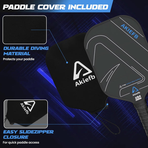 Akiefb Pickleball Paddles, Carbon Fiber T700 Pickleball Paddles with a 16mm Polypropylene Honeycomb Core，Increased Power for Enhanced Spin & Control,Comfortable Style Grip（Cold-Pressed
