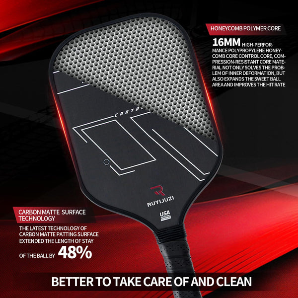 T700 Carbon Fiber Pickleball Paddle - 16mm Honeycomb Core for High Spin & Power | Professional Fine Matte Finish | All-Rounder Paddle for Control & Touch