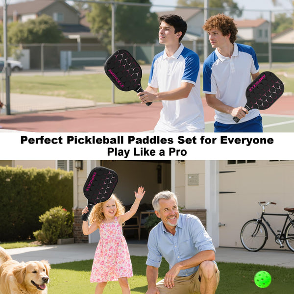 AMPICKLE Pickleball Paddle,Fiberglass Pickleball Paddles Set,Frosted Surface Pickleball Rackets, USAPA Standards，Oversized Sweet Spot Pickle Ball Paddle for Indoor Outdoor