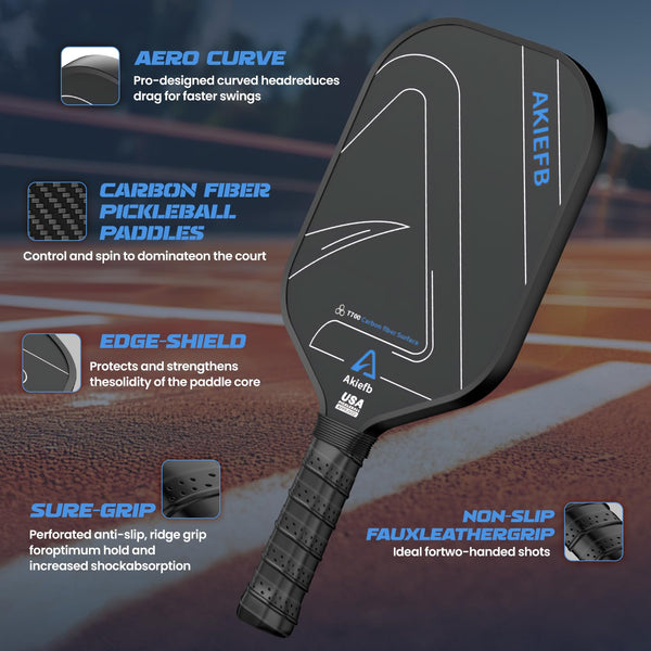 Akiefb Pickleball Paddles, Carbon Fiber T700 Pickleball Paddles with a 16mm Polypropylene Honeycomb Core，Increased Power for Enhanced Spin & Control,Comfortable Style Grip（Cold-Pressed