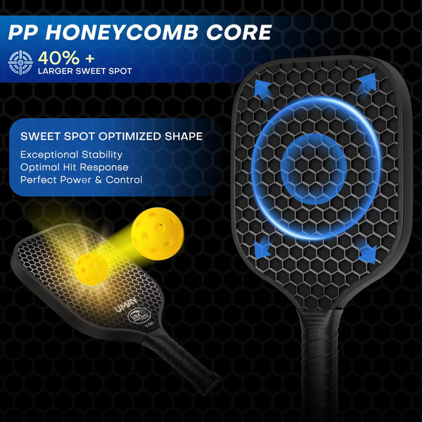 USAPA Approved Tournament-Grade Pickleball Paddle, Thermoformed 3K Carbon Fiber Paddle with 16mm PP Honeycomb Core for Precision Control, Enhanced Spin & Power, Pro 8 oz Racket with Cover & Overgrip