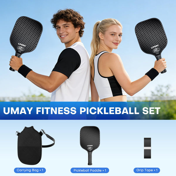 USAPA Approved Tournament-Grade Pickleball Paddle, Thermoformed 3K Carbon Fiber Paddle with 16mm PP Honeycomb Core for Precision Control, Enhanced Spin & Power, Pro 8 oz Racket with Cover & Overgrip