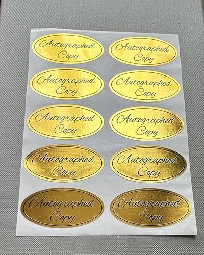 Autographed Copy Stickers,1x2 inch 500pcs Oval Gold Autographed Copy Stickers,Book Signing Sticker
