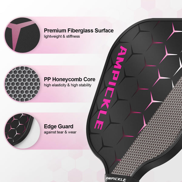 AMPICKLE Pickleball Paddle,Fiberglass Pickleball Paddles Set,Frosted Surface Pickleball Rackets, USAPA Standards，Oversized Sweet Spot Pickle Ball Paddle for Indoor Outdoor