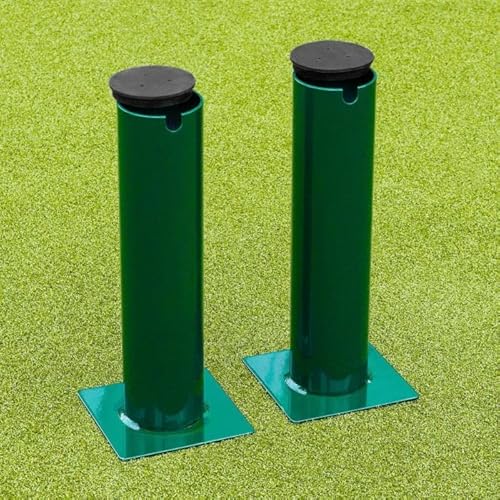 Vermont Pickleball Posts | Regulation Size, Weatherproof Steel Posts with Optional Ground Sockets - Posts Only (Standard Ground Sockets, Black, Round)