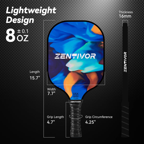 Lightweight Carbon Pickleball Paddles – USAPA Pickle Ball Paddles for Women, Men, Beginners & Intermediates | Gritty Surface, Stylish Design | 16mm Shock-Absorbing Core, Cushioned Grip (Blue)