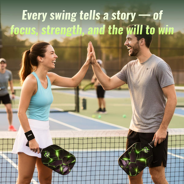 Zentrova Pickleball Paddles Set of 2, Fiberglass Surface w/PP Honeycomb Core Pickleball Rackets, Lightweight Pickle Ball Paddle w/4 Balls, 2 Overgrips, 2 Wristbands & Carry Bag – for Men & Women