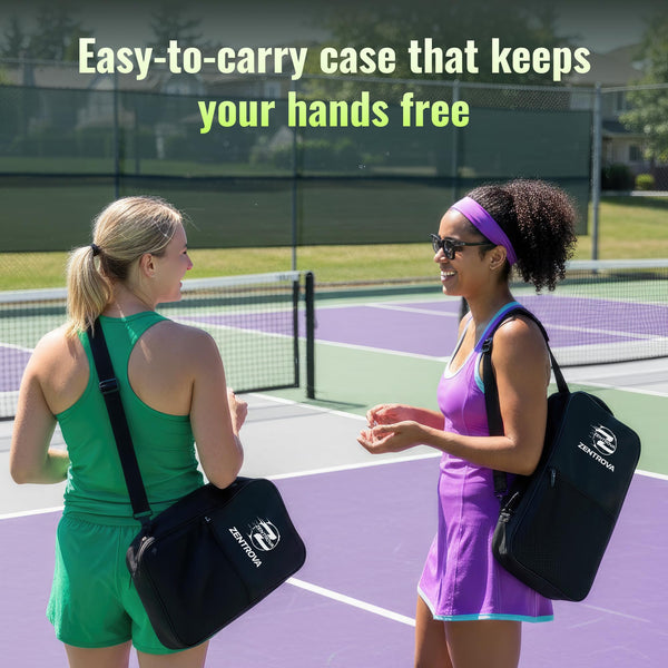 Zentrova Pickleball Paddles Set of 2, Fiberglass Surface w/PP Honeycomb Core Pickleball Rackets, Lightweight Pickle Ball Paddle w/4 Balls, 2 Overgrips, 2 Wristbands & Carry Bag – for Men & Women