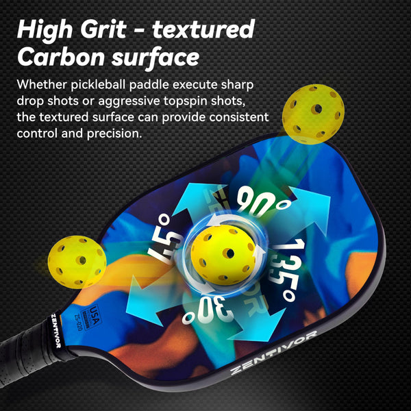 Lightweight Carbon Pickleball Paddles – USAPA Pickle Ball Paddles for Women, Men, Beginners & Intermediates | Gritty Surface, Stylish Design | 16mm Shock-Absorbing Core, Cushioned Grip (Blue)