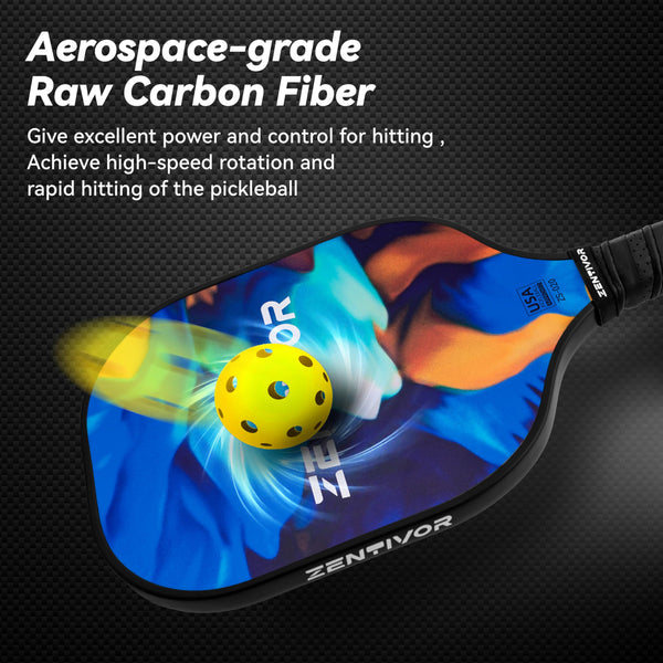 Lightweight Carbon Pickleball Paddles – USAPA Pickle Ball Paddles for Women, Men, Beginners & Intermediates | Gritty Surface, Stylish Design | 16mm Shock-Absorbing Core, Cushioned Grip (Blue)
