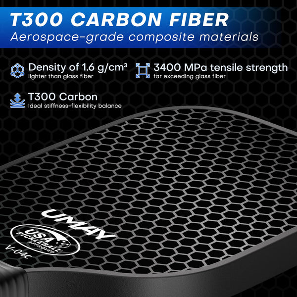 USAPA Approved Tournament-Grade Pickleball Paddle, Thermoformed 3K Carbon Fiber Paddle with 16mm PP Honeycomb Core for Precision Control, Enhanced Spin & Power, Pro 8 oz Racket with Cover & Overgrip