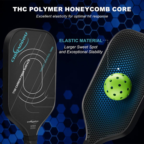 Pickleball Paddles, Multi-Layer T700 Textured Carbon Fiber Pickleball Paddle, 2-Types of Thickenesses, USAPA Approved Carbon Fiber Surface Pickle Ball Paddle, Strong Power, Stability and Spin Surface