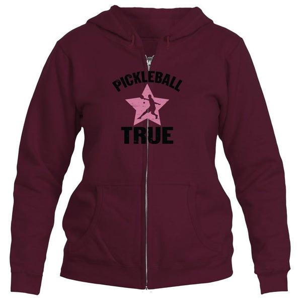 Pickleball True "RockStar" Full Zip 50/50 Hooded Sweatshirt - Women's [product _type] Pickleball True - Ultra Pickleball - The Pickleball Paddle MegaStore