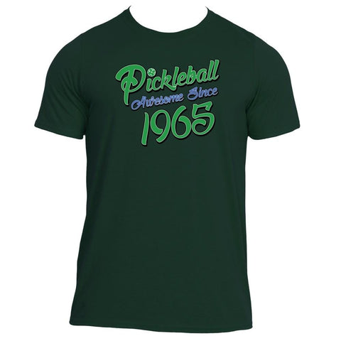 Pickleball True Pickle Green Color "Awesome Since 1965" Performance Shirt - Men's [product _type] Pickleball True - Ultra Pickleball - The Pickleball Paddle MegaStore