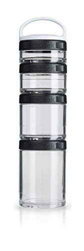 BlenderBottle GoStak Twist n' Lock Storage Jars, 4-Piece Starter Pak, Black