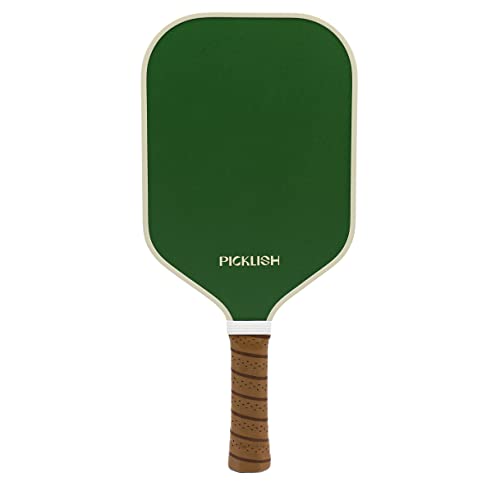 Picklish Pickleball Pickle Paddle | Luxury, Stylish, Fiberglass Surface with High Grit and Spin, Extended Handle, 11mm (Picklish Pickle)