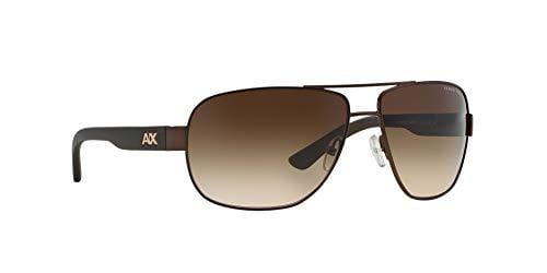 Armani Exchange Men's Metal Man Sunglass Aviator, Satin Brown/Dark Olive, 62 mm