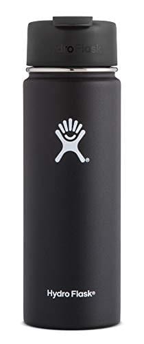 Hydro Flask 20 oz Travel Coffee Flask | Stainless Steel & Vacuum Insulated | Wide Mouth with Hydro Flip Cap | Black