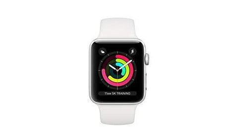 Apple Watch Series 3 38mm GPS + Cellular Silver Aluminum Case with White Sport Band (Renewed)