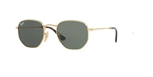 Ray-Ban RB3548N HEXAGONAL 001 54M Gold/Green Sunglasses For Men For Women