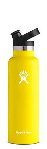 Hydro Flask 21 oz Water Bottle | Stainless Steel & Vacuum Insulated | Standard Mouth with Sport Cap | Lemon