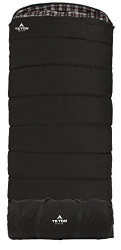 TETON Sports Outfitter XXL Sleeping Bag; Warm and Comfortable Sleeping Bag Great for Camping Even in Cold Seasons; Storage Duffle Bag Included; Black, Left Zip