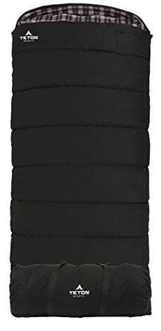 TETON Sports Outfitter XXL Sleeping Bag; Warm and Comfortable Sleeping Bag Great for Camping Even in Cold Seasons; Storage Duffle Bag Included; Black, Left Zip