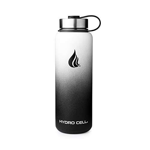 HYDRO CELL Stainless Steel Water Bottle with Straw & Wide Mouth Lids (40oz) - Keeps Liquids Perfectly Hot or Cold with Double Wall Vacuum Insulated Sweat Proof Sport Design (Black/White 40oz) [product _type] HYDRO CELL - Ultra Pickleball - The Pickleball Paddle MegaStore