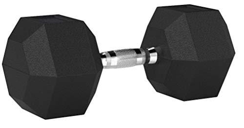 AmazonBasics Rubber Encased Hex Dumbbell Weight - 14.4 x 6.7 x 5.9 Inches, 50 Pounds