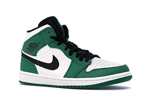 Jordan Mens Air 1 Mid SE Leather Synthetic Pine Green Sail Black Trainers 10.5 US