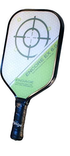 Engage Encore EX 6.0 Pickleball Paddle | USAPA Approved | Textured FiberTEK High Compression Fiberglass Face & ControlPRO II Polymer Core | Standard Weight 7.8-8.3 oz | Green | 4 ⅜” Grip