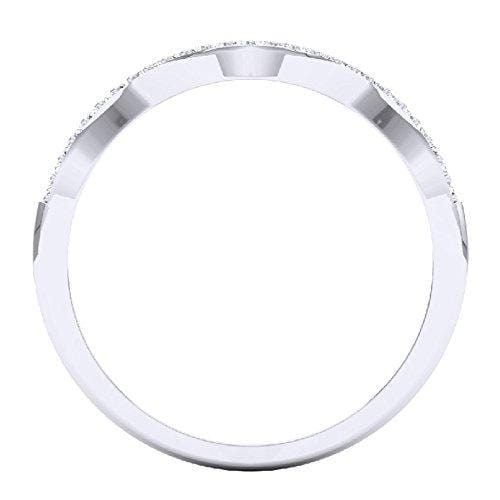 Dazzlingrock Collection 0.12 Carat (ctw) 10K Round Diamond Wedding Stackable Band Contour Guard Ring, White Gold, Size 7