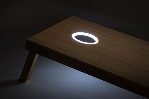 Tailgating Pros Stars and Stripes Cornhole Boards w/Bean Bags - 4'x2' Patriotic Corn Hole Game w/Carrying Case & Bags (Star/Stripe All Weather, 4'x2' Boards w/LED Ring Lights)