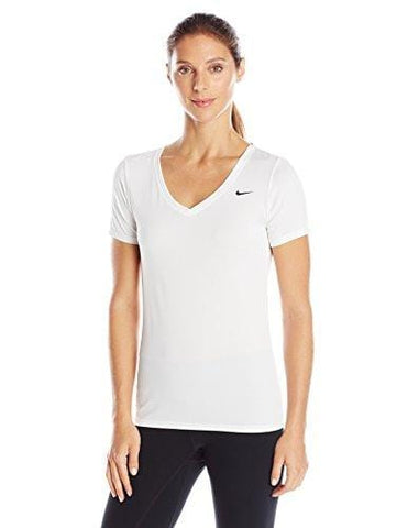 Nike Women's Legend 2.0 V-Neck Training Tee, White, LG