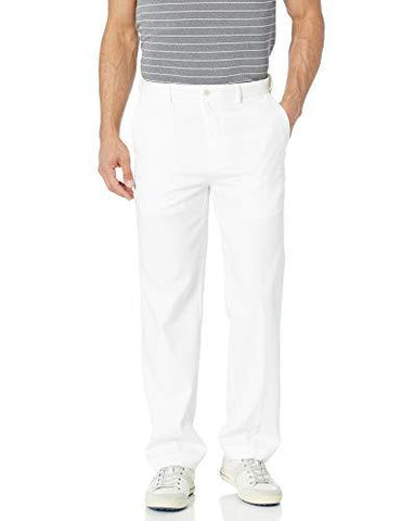 PGA TOUR Men's Flat Front Golf Pant with Expandable Waistband, Bright White, 40W x 30L